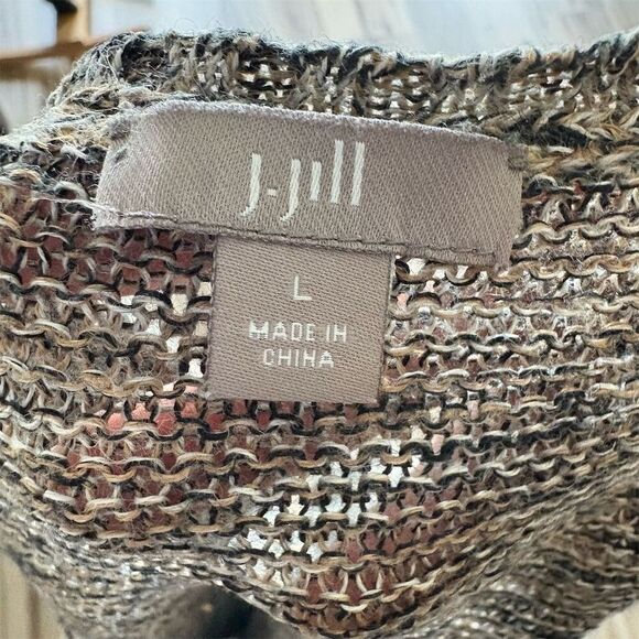J. Jill Women's Multicolor Linen Knit V-Neck Pullover Sweater Size L - Picture 4 of 6